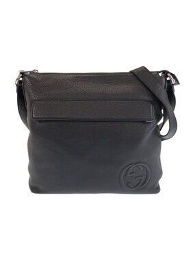 Gucci Interlocking Black Silver Leather Shoulder Bag